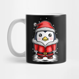 Kawaii Cute Penguin Santa Dress In Snow For Christmas Mug